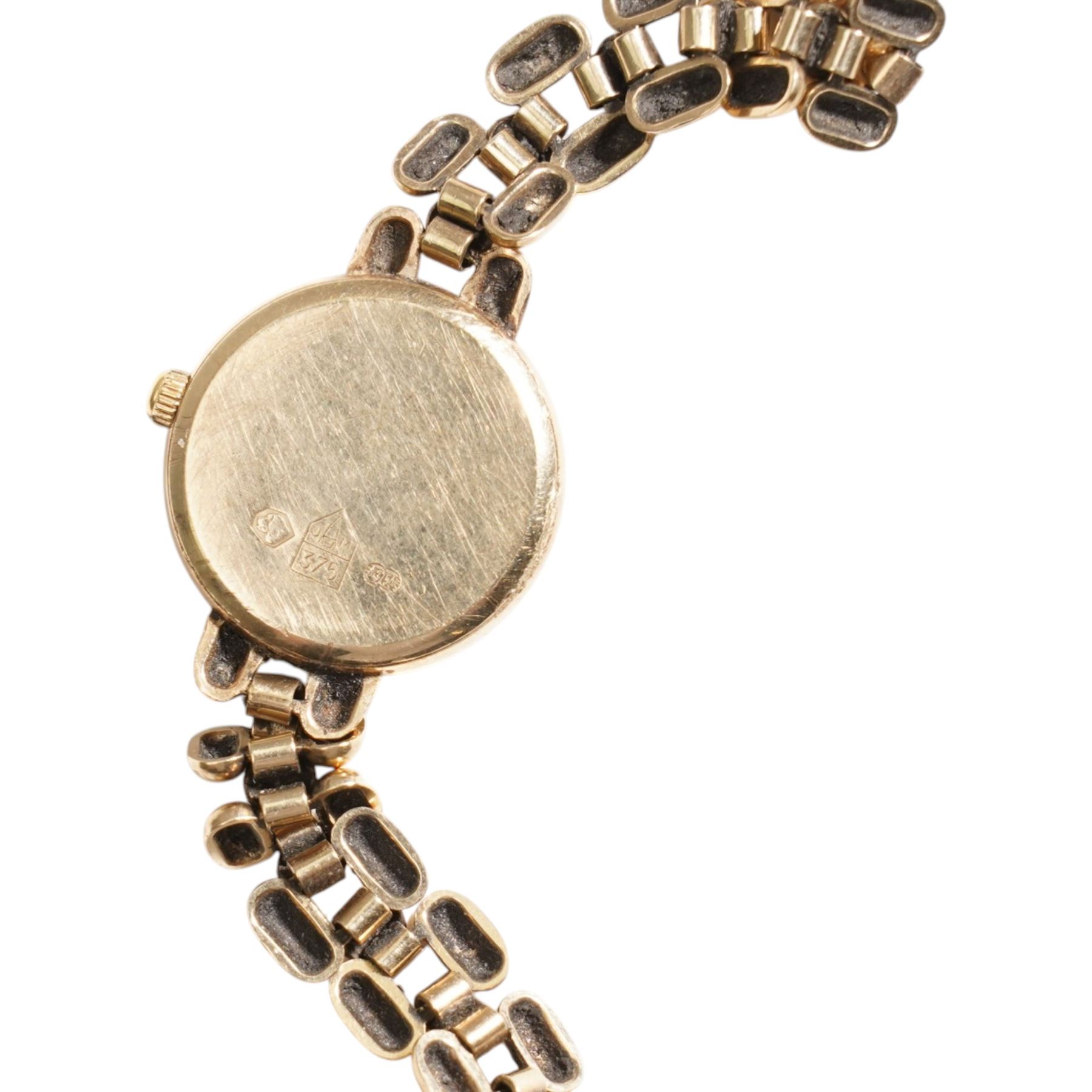 Accurist ladies 9ct gold quartz wristwatch, on integral 9ct gold bracelet, hallmarked