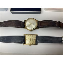 Scottish silver Ola Gorie arctic tern brooch and a matching pair of earrings, 9ct gold stud earrings, collection of costume jewellery, three wristwatches including Ingersoll and Rotary, a Freeman's Alright pocket watch and a continental silver fob watch stamped 935