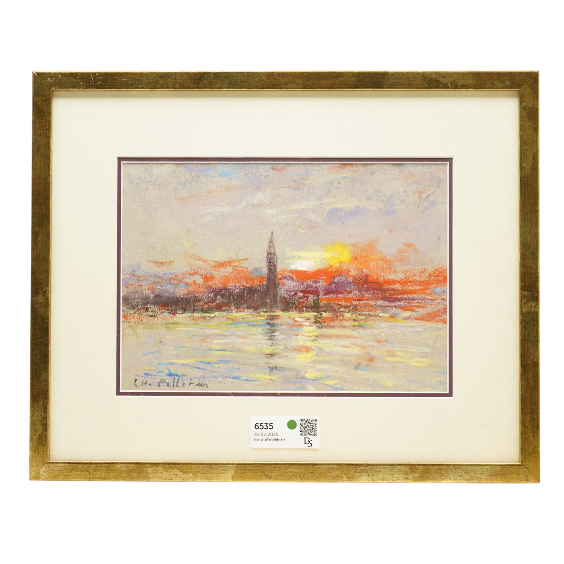 Charles Pelletier (British 1922-2005): Venice Grand Canal at Sunset, pastel signed 21cm x 30cm