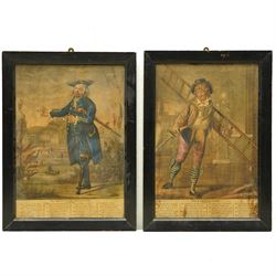 Robert Dighton (British 1752-1814): 'The Lamplighter' and 'The Greenwich Prisoner', pair late 18th century caricature engravings with hand-colouring and poems by  Charles Dibdin pub. Carington Bowles c.1790, 35cm x 24cm (2)