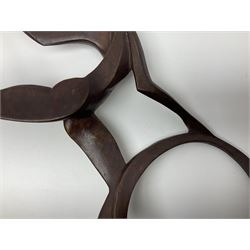 John Huggins FRBS (British 1938): 'Girl with Hoop', bronze sculpture upon black lacquered wooden base, H33cm, artist resale rights apply