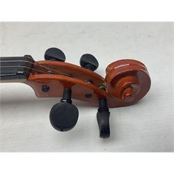 Stentor Student violin with 36cm two-piece back and spruce top, bears label 'The Stentor Student II No.1117807' L59cm; and another similar student's violin by Palatino (2)