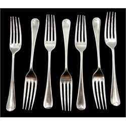  Seven Edwardian silver forks, Old English pattern by Ackroyd Rhodes Manoah Rhodes & Sons Ltd, London 1902, approx 15.5oz  