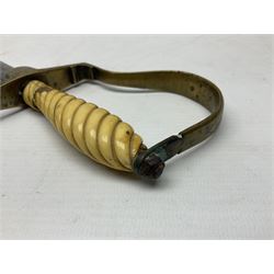 1900-1918 German Imperial NCO sabre with WW2 modifications of Wehrmacht insignia to the langet, 79cm slightly curving fullered blade and brass hilt, the knucklebow chased with oak leaves and acorns L90.5cm overall
This item has been registered for sale under Section 10 of the APHA Ivory Act 