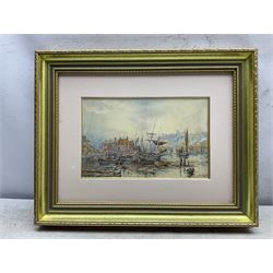 Brodrick (British 19th/20th Century): Whitby Harbour, watercolour indistinctly signed and dated '11, 18cm x 29cm 