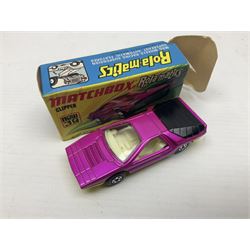 Matchbox 1-75 Series 'Superfast' ex-shop stock - eight models ccomprising 30d Beach Buggy, 41d Siva Spyder, 43d Dragon Wheels, 44d Boss Mustang, 45c Ford Group 6, 51d Citroen S.M., 52c Dodge Charger Mk.III and 75c Alfa Carabo in 39d Clipper box; all boxed (8)