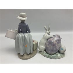 Two Lladro figures comprising, Easter Bunnies, no 5902 and Easter Bonnets, no 5852, both with original boxes, largest example H22cm