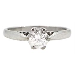 18ct white gold single stone round brilliant cut diamond ring, diamond approx 0.50 carat