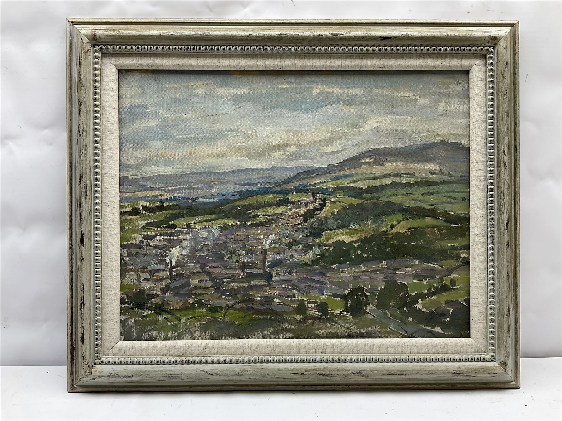 Constance Anne Parker (British 1921-2016): View over Yorkshire Mill Town, oil on canvas unsigned c.1960,  38cm x 49cm 