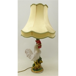  Italian pottery table lamp in the form of a cockerel perched on an apple tree, H31cm excluding fitting  