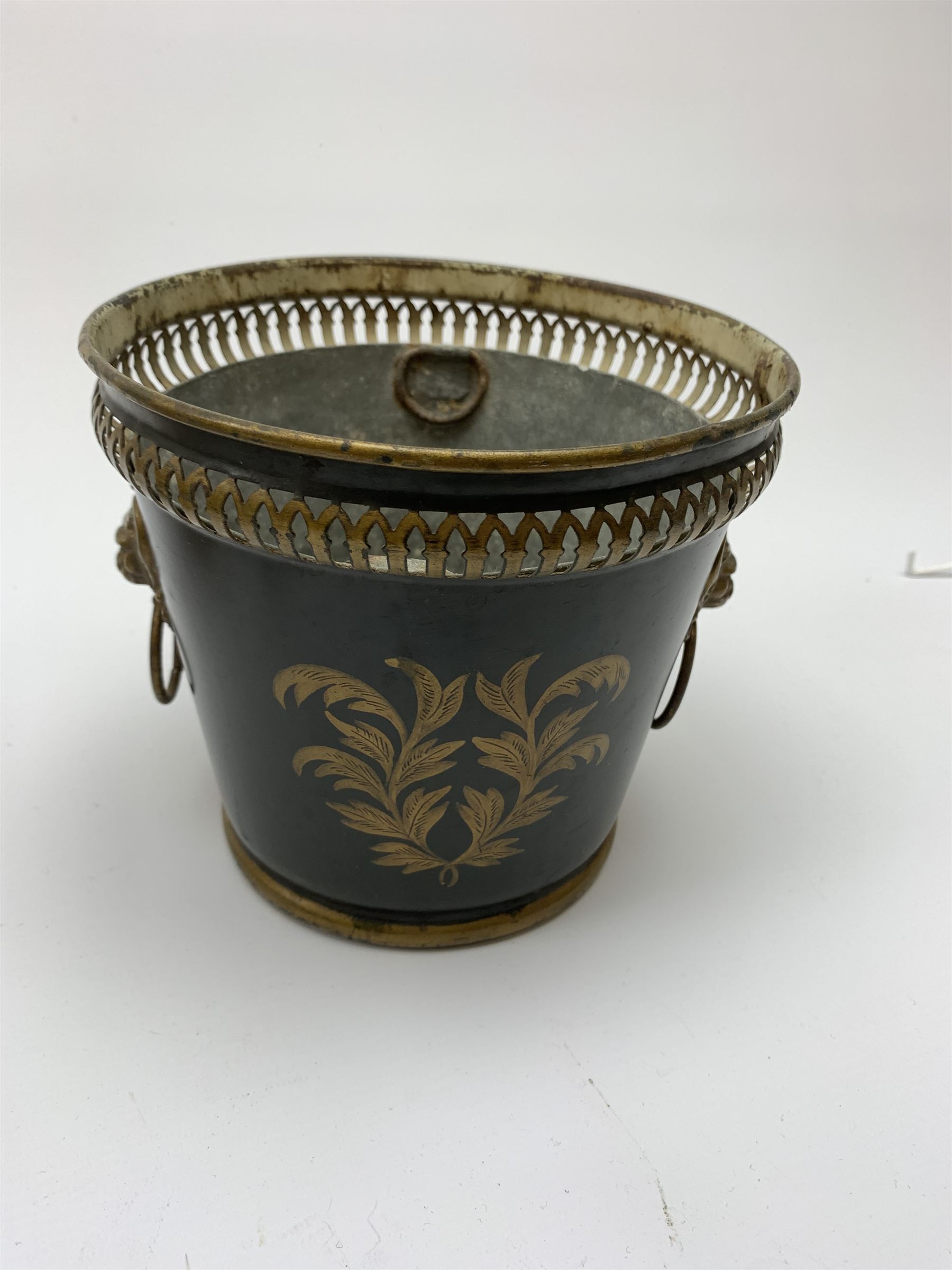 A mixed group of assorted collectables, to include an Georgian silver open salt, hallmarks worn and indistinct, a pair of painted wooden wall brackets, modelled in the form of parrots, a toleware planter, with twin lion mask ring handles and detailed in gilt with a quiver of arrows, Victorian Parian jug, with registration lozenge beneath, Crown Derby paperweight modelled as a robin, with gold stopper, two Royal Copenhagen birds, a bronze paperweight modelled in the form of a duck, Crummles enamel box, etc. 