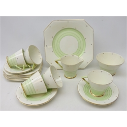  Art Deco Palissy tea set for six, lacking one cup (20)  