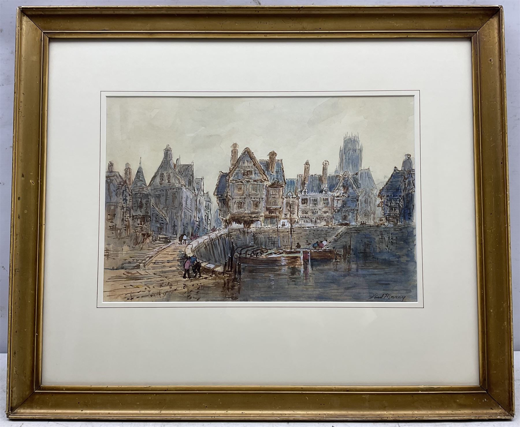 Paul Marny (French/British 1829-1914): 'Rouen Harbour', watercolour signed 26cm x 40cm 
Provenance: in the same family ownership for three generations