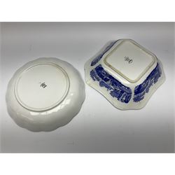 A large Spode blue and white Italian pattern novelty teapot, H33cm, with black printed mark beneath, together with a selection of other Spode blue and white Italian pattern wares. 