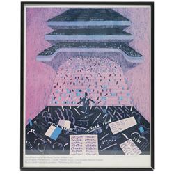 After David Hockney (British 1937-2026): 'Glyndebourne Touring Opera - Exhibition of Costume, Set Designs and Related Material' poster, coloured print 62cm x 40.5cm; After David Hockney (British 1937-2026): 'Music Center Unified Fund - Los Angeles Philharmonic' poster, coloured print 28.5cm x 23.5cm (2)