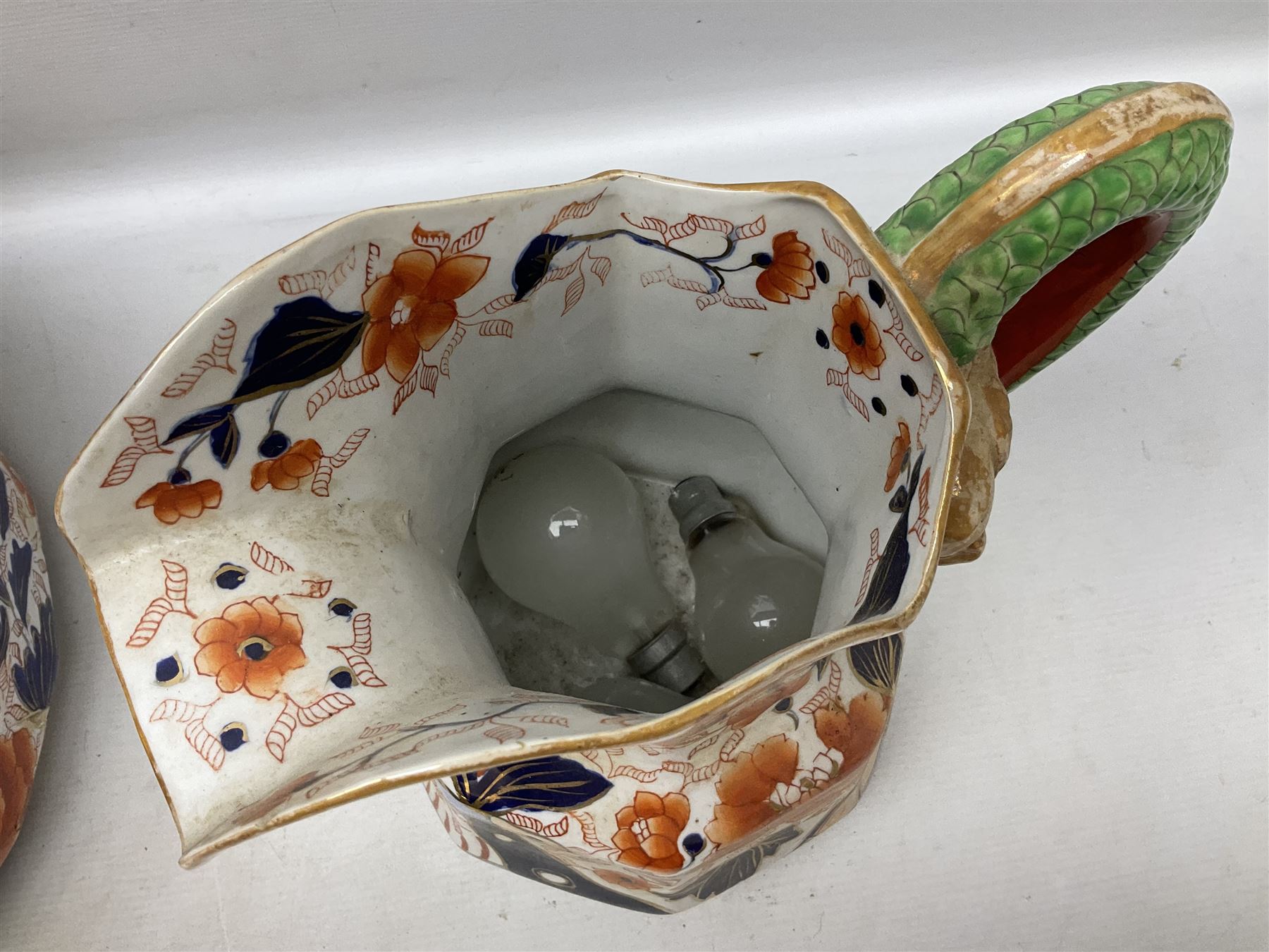 Masons wash jug and bowl decorated in the Imari palette, bowl D35cm