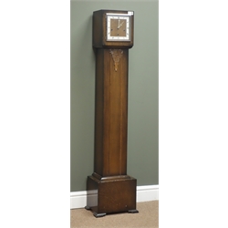  Early 20th century oak Grandmother clock, 'Smiths Enfield' triple train Westminster chiming movement, H143cm  