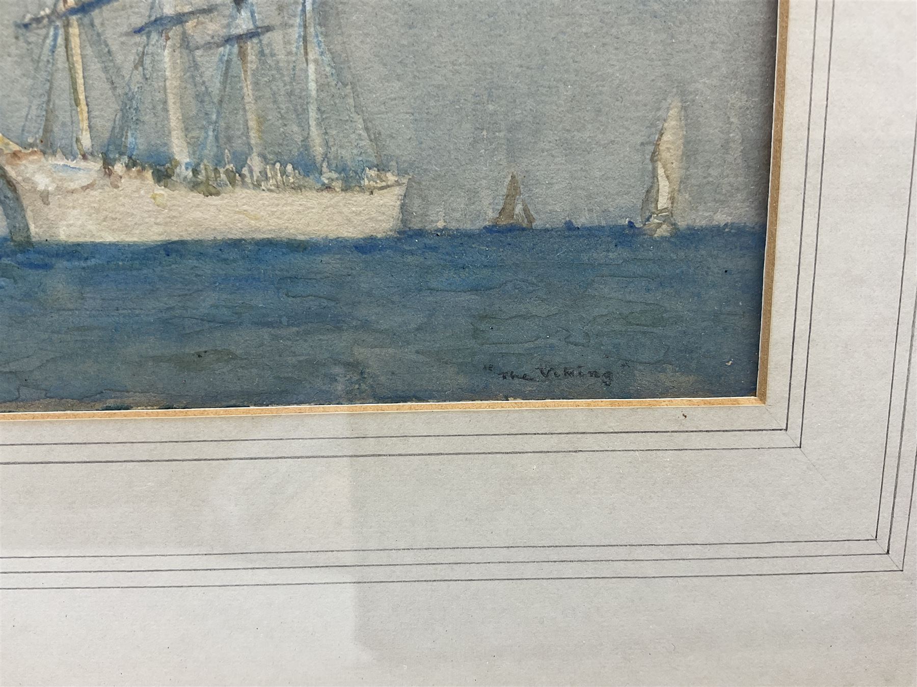 Henry Scott Tuke RA RWS (British 1858-1929): 'The Viking' - Clipper Ship Under Tow, watercolour signed titled and dated 1925 in pencil, 13cm x 21cm