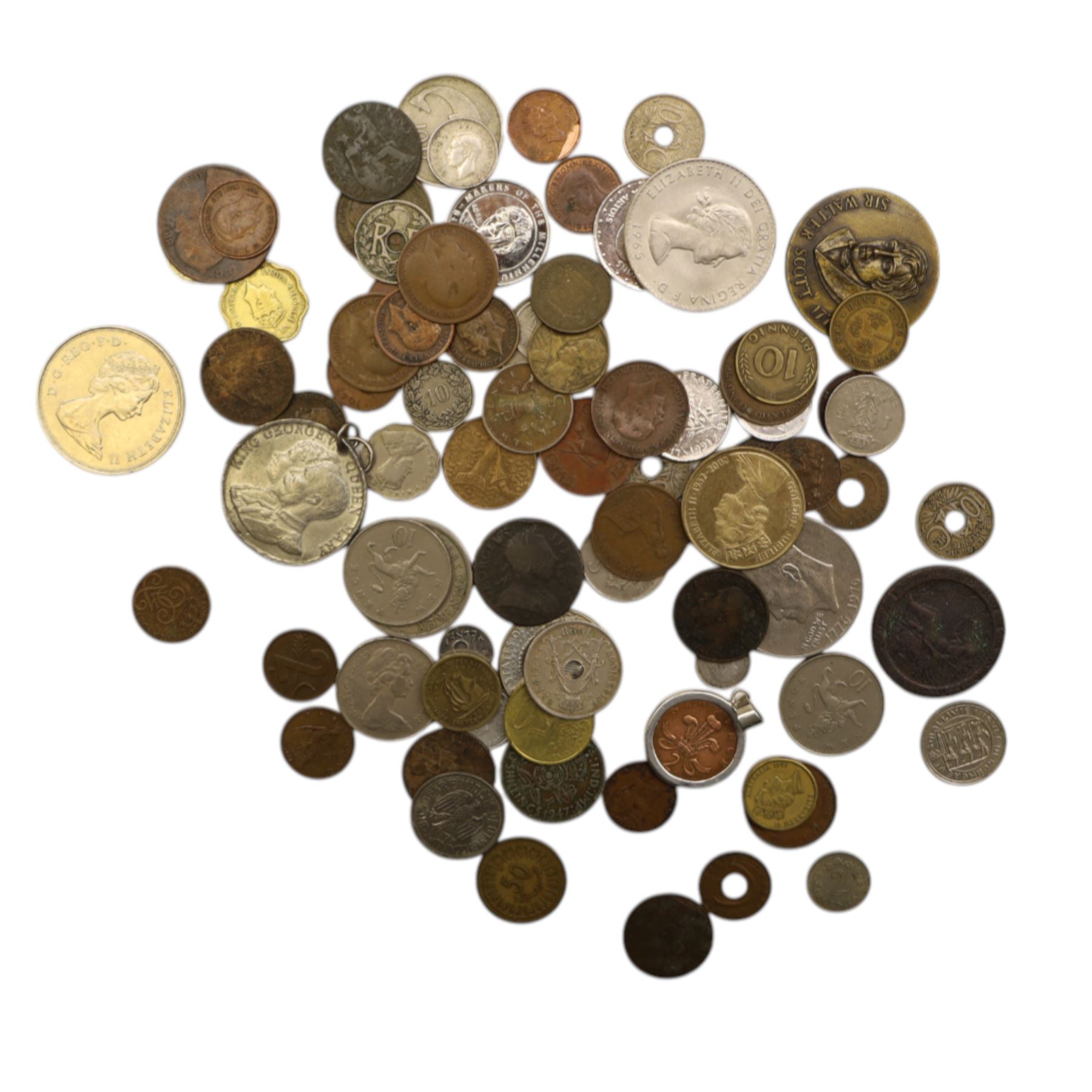 Great British and World coins, including two Roman coins, Maximianus and Valentinian II, approximately 16 grams of Great British pre-1920 and approximately 25 grams of Great British pre-1947 silver half crown coins, The Complete 1983 U.S. Olympic Coin Collection (containing silver dollar), commemorative crowns, etc