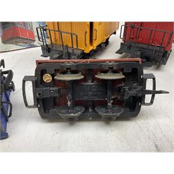 Three LGB (Lehmann Gross Bahn) G scale, gauge 1, rolling stock wagons, comprising two Lake George and Boulder wagons and an Auto Express wagon, together with a LGB passenger coach, other LGB rolling stock and a Lehmann Rigi900 ski lift