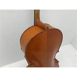 Modern student's three-quarter size cello with 70cm two-piece maple back and ribs and spruce top, L113cm overall