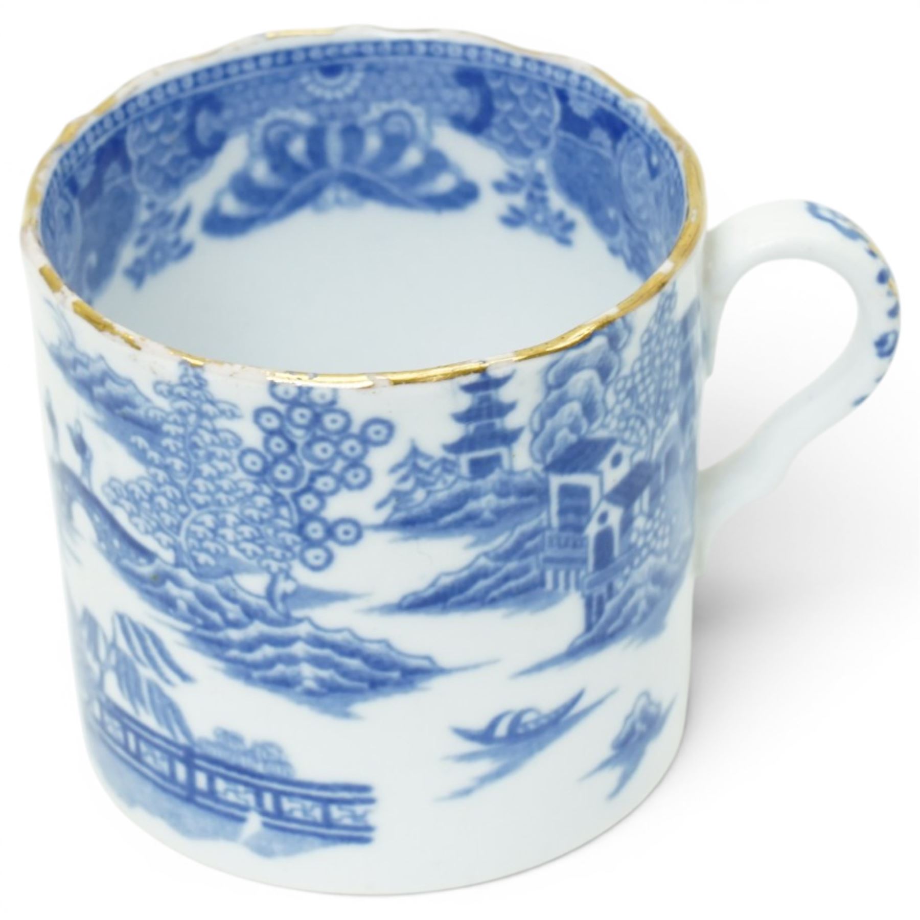 Collection of 18th/19th century willow pattern tea wares, with gilt borders