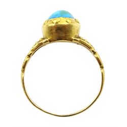 Victorian 18ct gold single stone cabochon turquoise ring