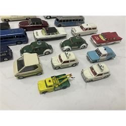 Corgi/Dinky - twenty-four unboxed and playworn die-cast models, predominantly emergency vehicles and buses; including Autocar Isobloc, Superior Criterion Ambulance, Ford Transit Police Vans, Chevrolet Impalas, Minissima, Ausin Mini Police van etc (24)