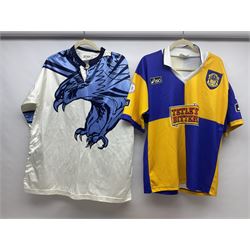 Eighteen Rugby League shirts, including Wigan, Leeds, Warrington and Huddersfield, etc and a Scotland international shirt