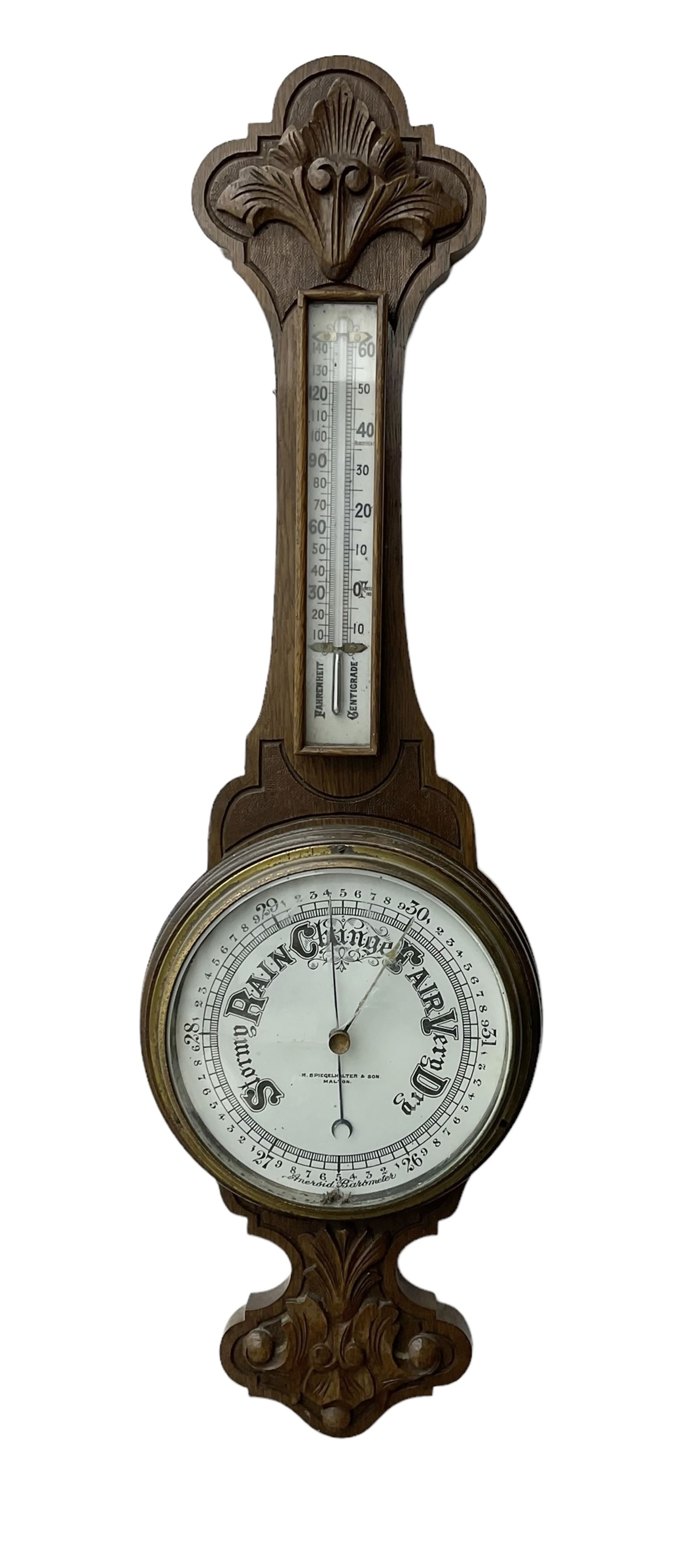 1930’s Oak cased aneroid barometer.
