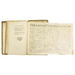 Limiers, Henri-Philippe de - 'Annales de la Monarchie Francoise', published Chez L'Honore & Chatelain Amsterdam  1724, three volumes in one with engraved frontispiece, sixty three full page plates and seven fold out genealogical tables, red and black title pages, full calf