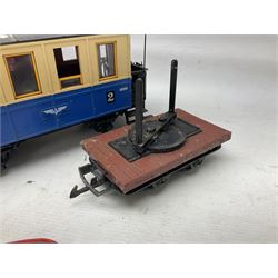 Three LGB (Lehmann Gross Bahn) G scale, gauge 1, rolling stock wagons, comprising two Lake George and Boulder wagons and an Auto Express wagon, together with a LGB passenger coach, other LGB rolling stock and a Lehmann Rigi900 ski lift