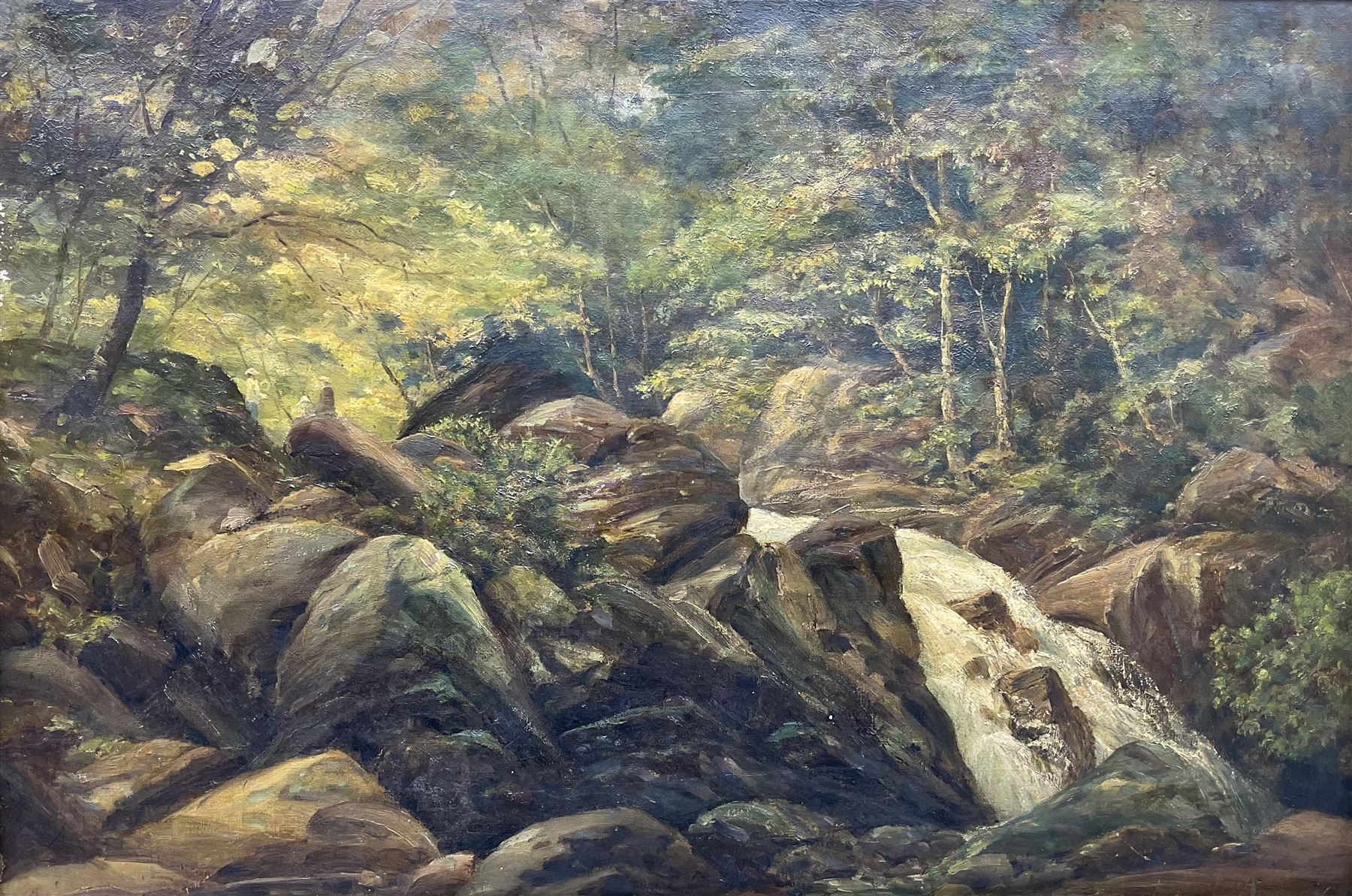 Charles Hawkesworth (Sheffield 1861-1943): Forest Stream, oil on canvas signed verso 50cm x 75cm