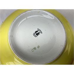 Grimwades Byzanta ware bowl in the Watteau pattern, D41.5cm, together with Sylvac vase, Bell's Whisky decanter, Denby stoneware teapot etc