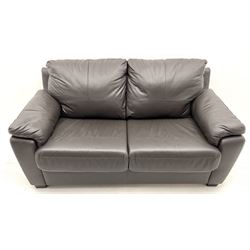 Two seat leather upholstered sofa bed