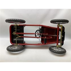 Red child's tin-plate pedal car with chrome detail, by Posh Paddles, Scarborough, H56cm, L80cm