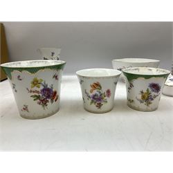 Spode Campanula pattern tulip vase, footed bowl and covered trinket dish, together with six Jlmenau dishes and three other vases 