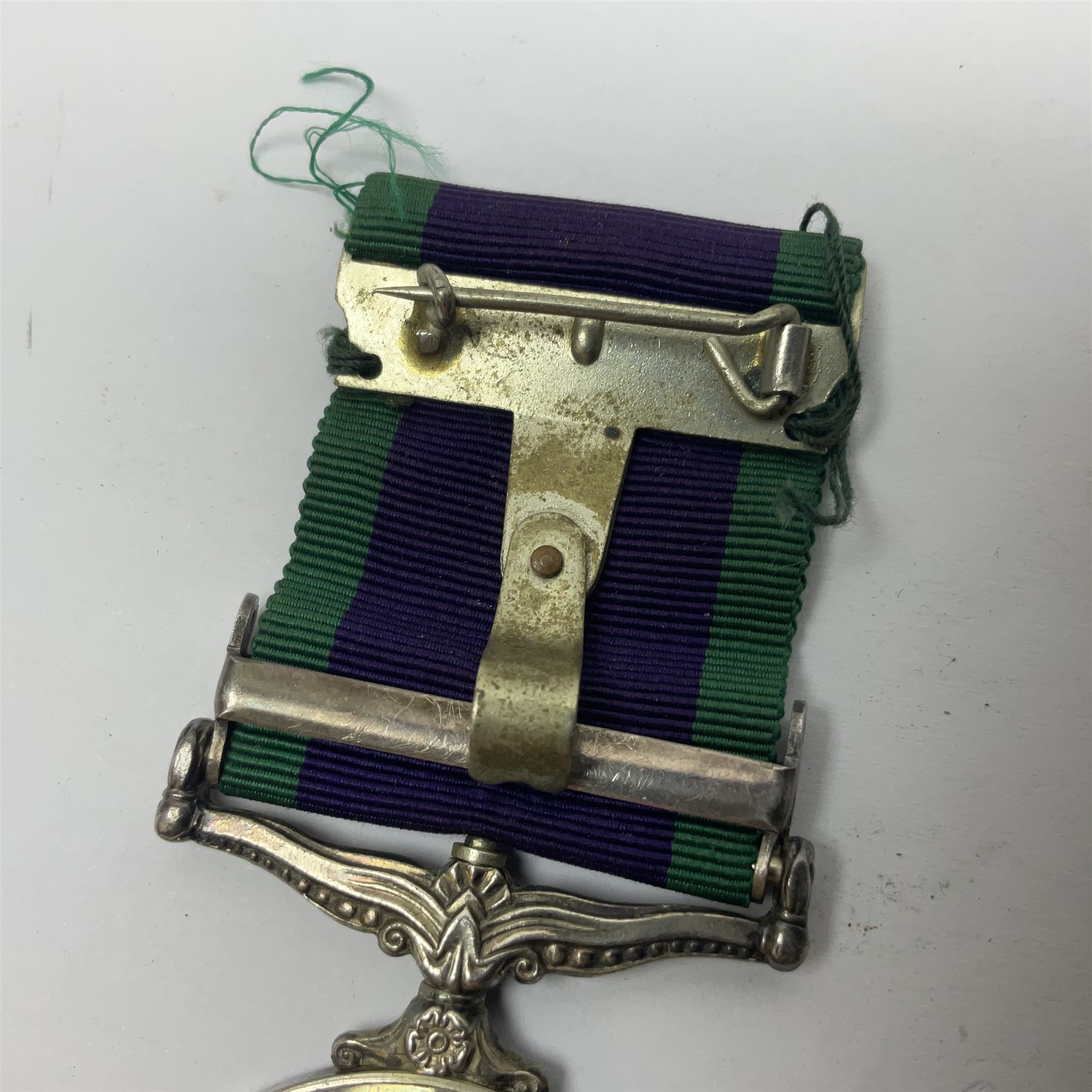 Elizabeth II General Service Medal with Northern Ireland clasp awarded to 24081995 Pte. D. Claxton Green Howards; with ribbon