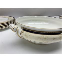 Wedgwood Cornucopia part dinner service, comprising six dinner plates, six soup bowls, six bowls, two serving platters, two oval dishes, covered serving dish, sauce boat and saucer (25)