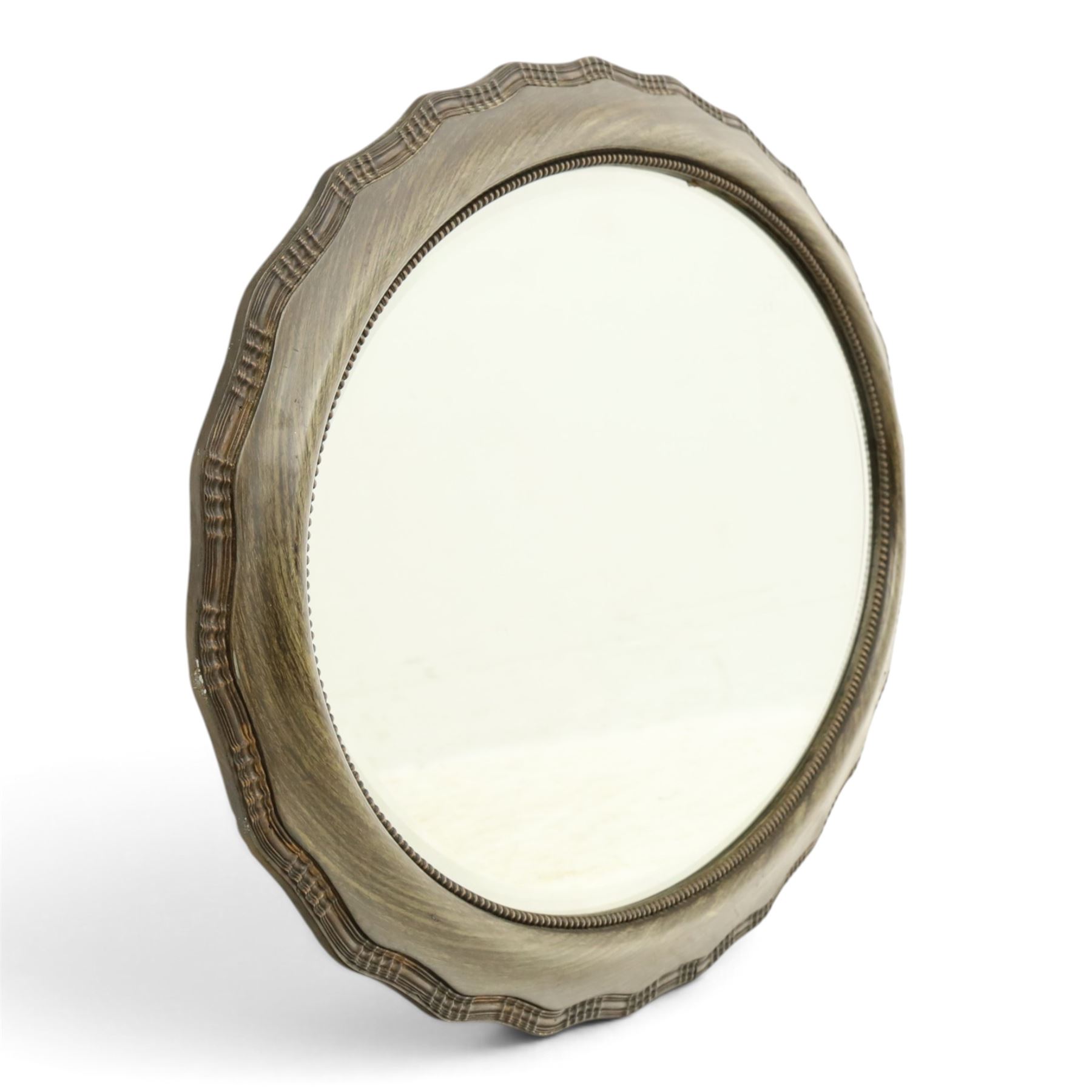 Oval wall mirror, shaped frame with bevelled plate 