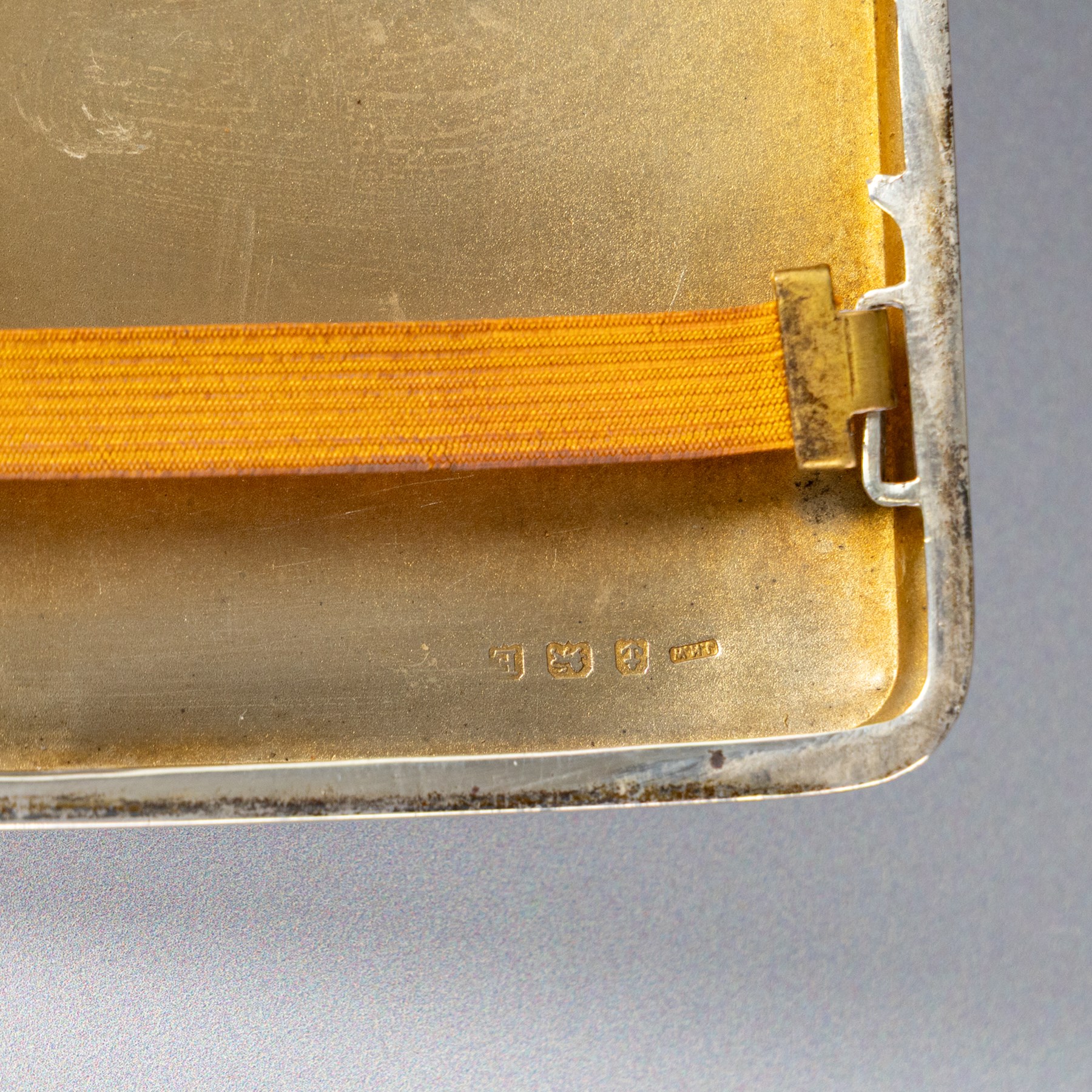 1920s silver cigarette case, with engine turned decoration and engraved monogram, hallmarked John Henry Wynn, Birmingham 1929
