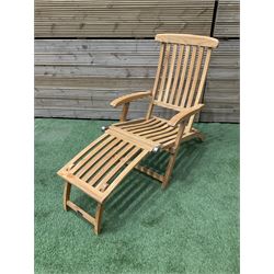 Neptune - hardwood garden steamer chair, with cushion - THIS LOT IS TO BE COLLECTED BY APPOINTMENT FROM DUGGLEBY STORAGE, GREAT HILL, EASTFIELD, SCARBOROUGH, YO11 3TX