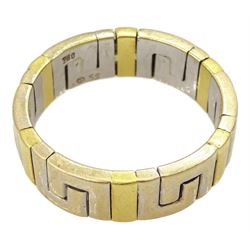 18ct gold Greek key design ring, stamped 750