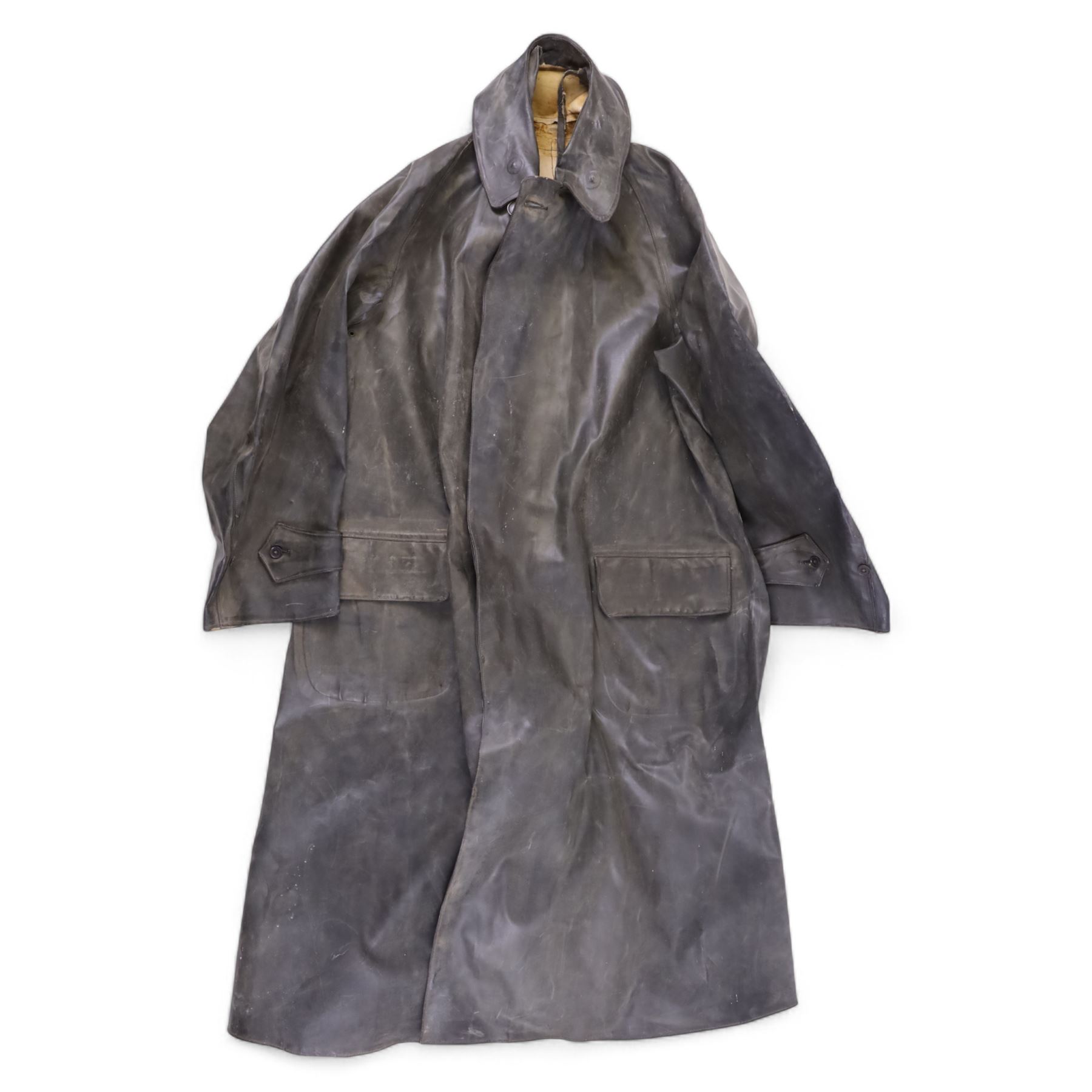 Scott & Co top hat, together with  bowler hat, two shooting sticks, WWII rubber long coat, two riding show jackets and other collectable items 