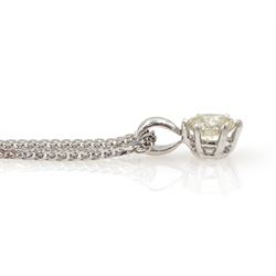 18ct white gold single stone round brilliant cut diamond pendant necklace, diamond approx 0.55 carat