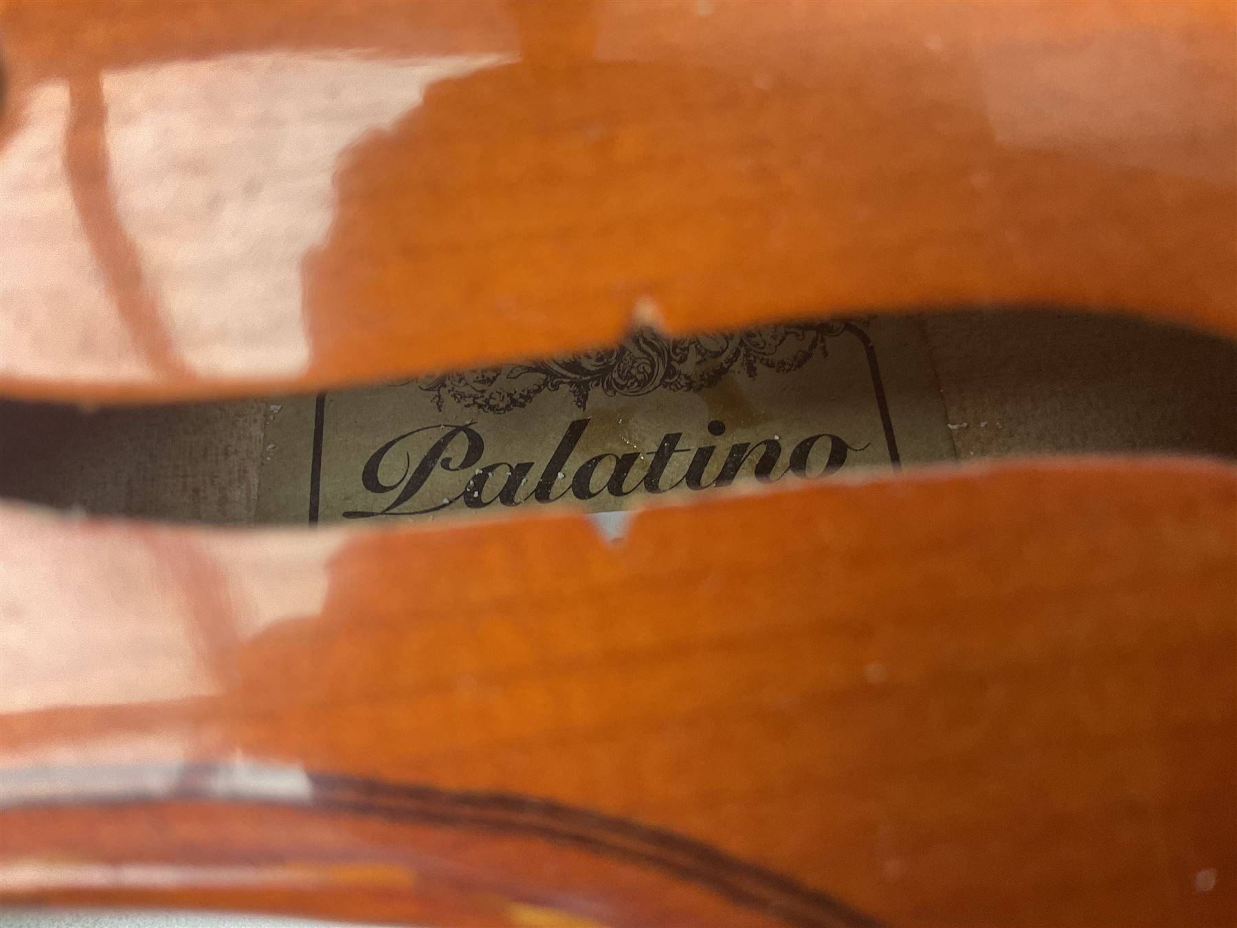 Stentor Student violin with 36cm two-piece back and spruce top, bears label 'The Stentor Student II No.1117807' L59cm; and another similar student's violin by Palatino (2)