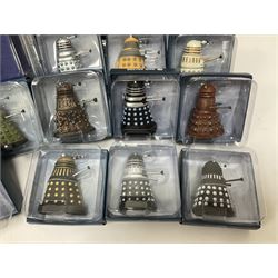 ‘Dr Who’ - Eaglemoss periodical Figurine Collection comprising twenty-seven figures of Tardis’ and Daleks, including Special Tardis 1 figure, two still with original magazine; all boxed, most with factory tie-downs 