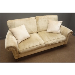  Laura Ashley two seat sofa upholstered in a beige farbric, W190cm  