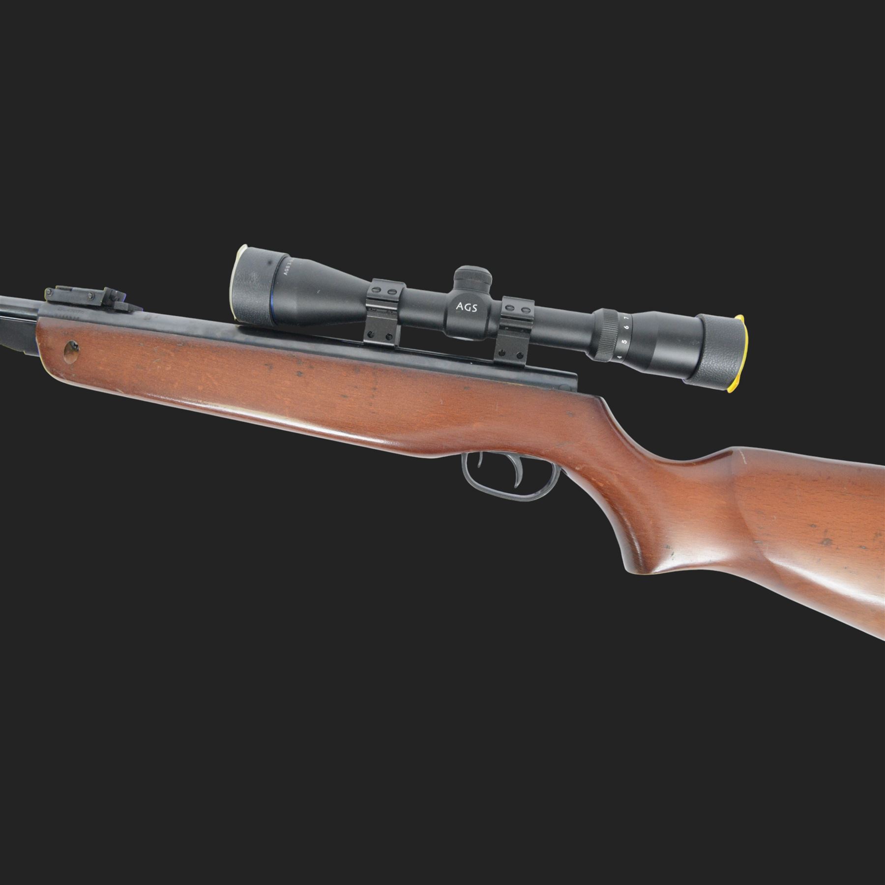 Spanish Gama CF-20 .177 air rifle, with AGS Airgun Sport Cobalt Redi-Mount 1/2 Mil-Dot 3.9x40 air rifle scope