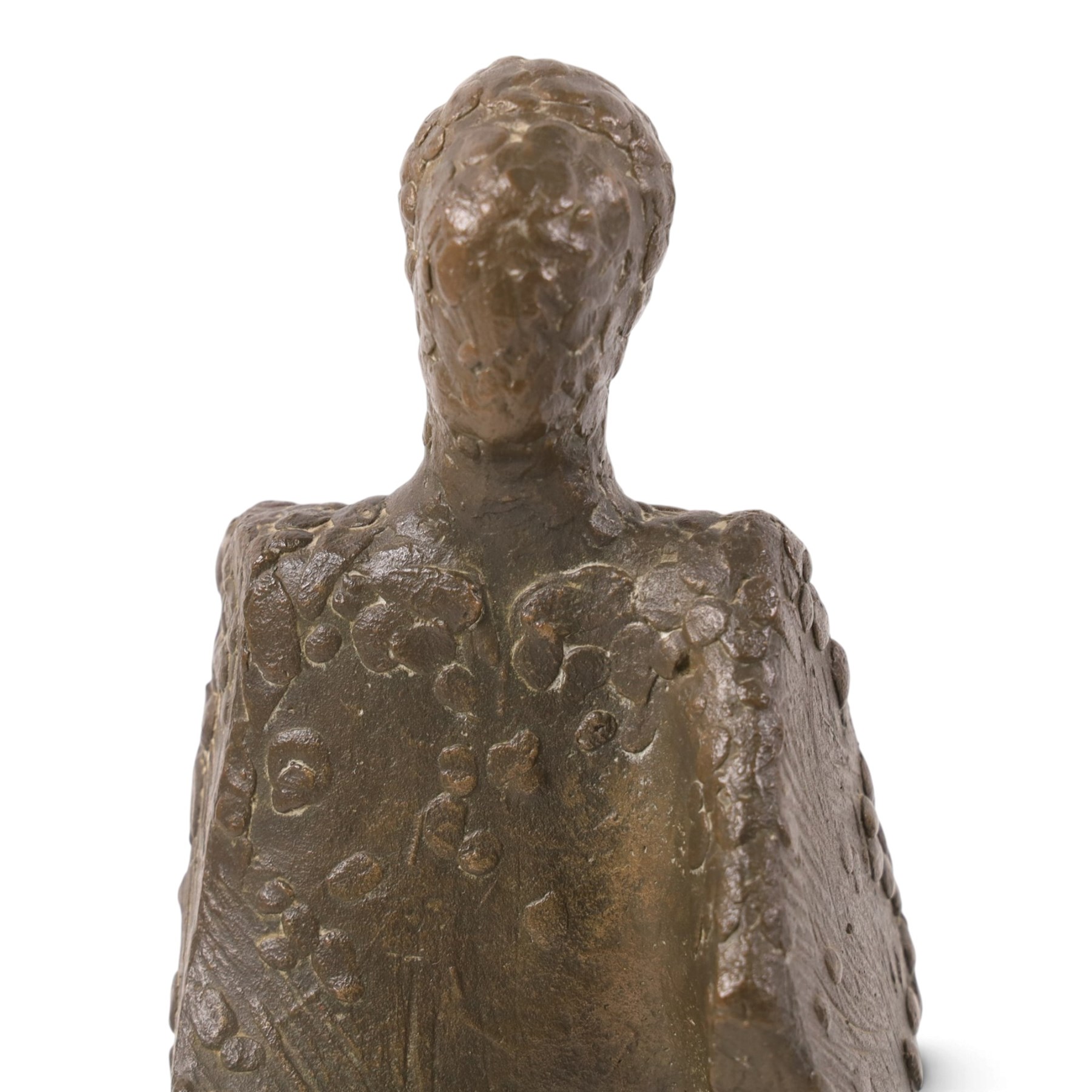 Manner of Antoinette Ruiter (Dutch 1946-) - pair of bronze sculptures depicting brutalist-style figures, with textured surface, H26cm (2)